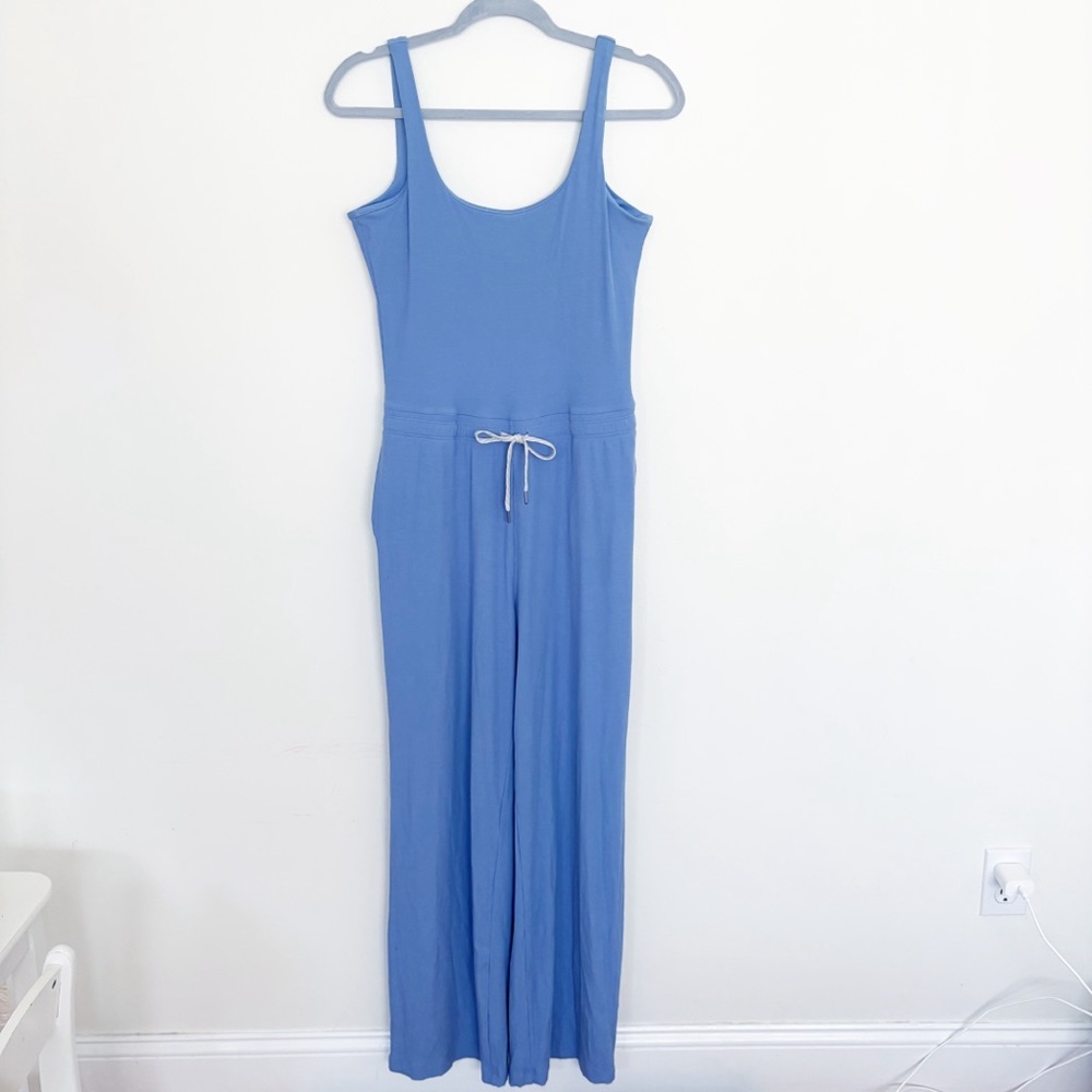 Vuori Pose Rib Knit Scoop Jumpsuit Built In Bra Periwinkle Blue Medium - Picture 3 of 8